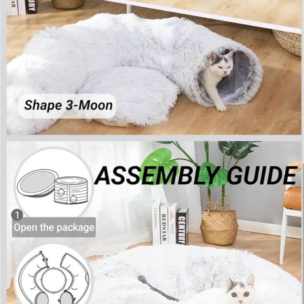 Cozy Round Faux Fur Donut Bed - Light Grey